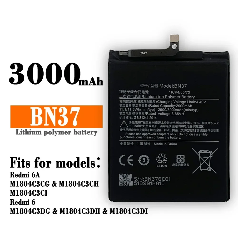High Quality Replacement Battery Suitable For Redmi 6A Redmi 6 Mobile Phone Battery BN37 Built-in High-capacity Lithium Battery
High Quality Replacement Battery Suitable For Redmi 6A Redmi 6 Mobile Phone Battery BN37 Built-in High-capacity Lithium Battery