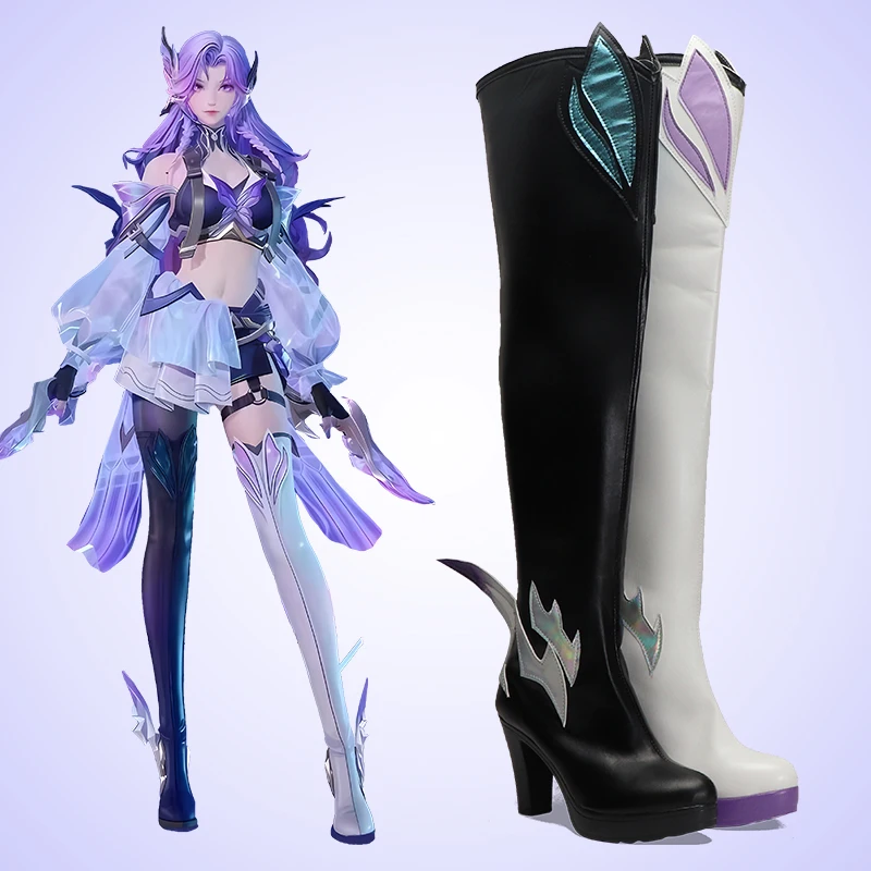 Game Honor Of Kings Cos Ake Cosplay White and black Pu leather Fairy Long Boots High Heels Female shoes customize A
Game Honor Of Kings Cos Ake Cosplay White and black Pu leather Fairy Long Boots High Heels Female shoes customize A