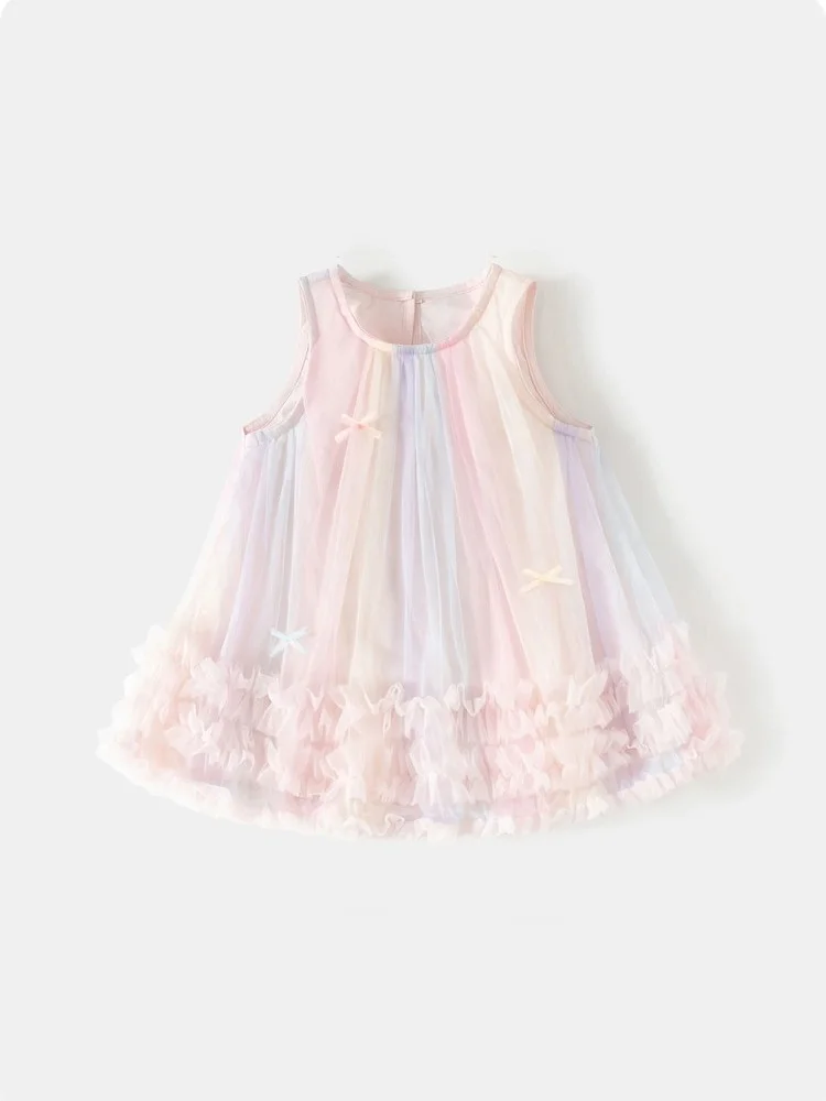 Girls Summer Rainbow Gradient Tulle Tutu Dress, Sleeveless Layered Ruffle Mesh Dress with Bow for Birthday Party or Daily
Girls Summer Rainbow Gradient Tulle Tutu Dress, Sleeveless Layered Ruffle Mesh Dress with Bow for Birthday Party or Daily