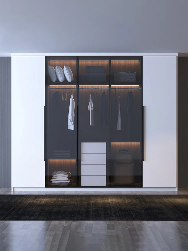 Nordic wardrobe modern, overall minimalist finished product, light luxury glass, bedroom wardrobe furniture, open solid wood
Nordic wardrobe modern, overall minimalist finished product, light luxury glass, bedroom wardrobe furniture, open solid wood