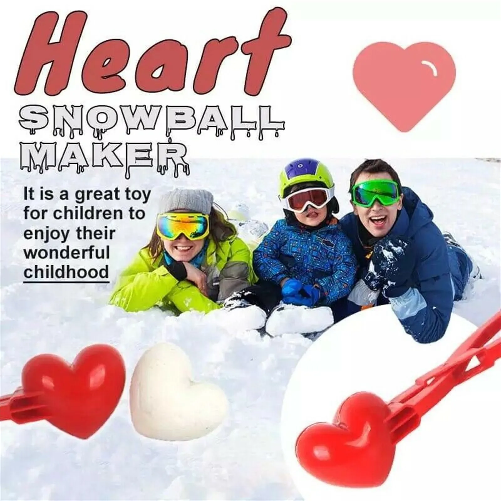 Winter Plastic Snowball Maker Clip Outdoor Snow Ball Mold Toys Cute Heart Snow Clipper Children Plastic Toy Snowball Fight Outdo
Winter Plastic Snowball Maker Clip Outdoor Snow Ball Mold Toys Cute Heart Snow Clipper Children Plastic Toy Snowball Fight Outdo