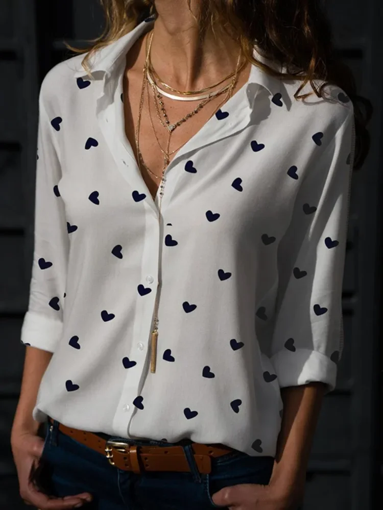 Beautyblue Women Blouses&Shirts Heart Print Tops New Fashion Long Sleeves Buttoned Loose Casual Female Clothing Office Commute
Beautyblue Women Blouses&Shirts Heart Print Tops New Fashion Long Sleeves Buttoned Loose Casual Female Clothing Office Commute