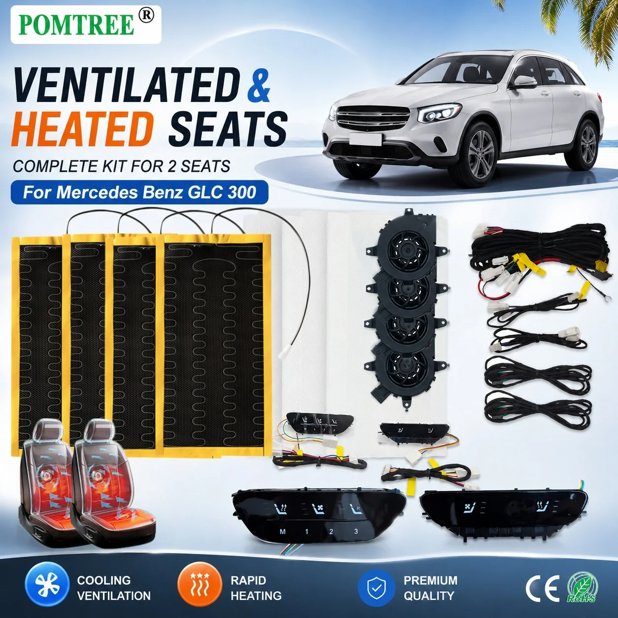 Car Seat Ventilation Cooling And Heating System Kit Fit 2 Seats,Compatible With Mercedes Benz GLC300, Including Dedicated Switch
Car Seat Ventilation Cooling And Heating System Kit Fit 2 Seats,Compatible With Mercedes Benz GLC300, Including Dedicated Switch