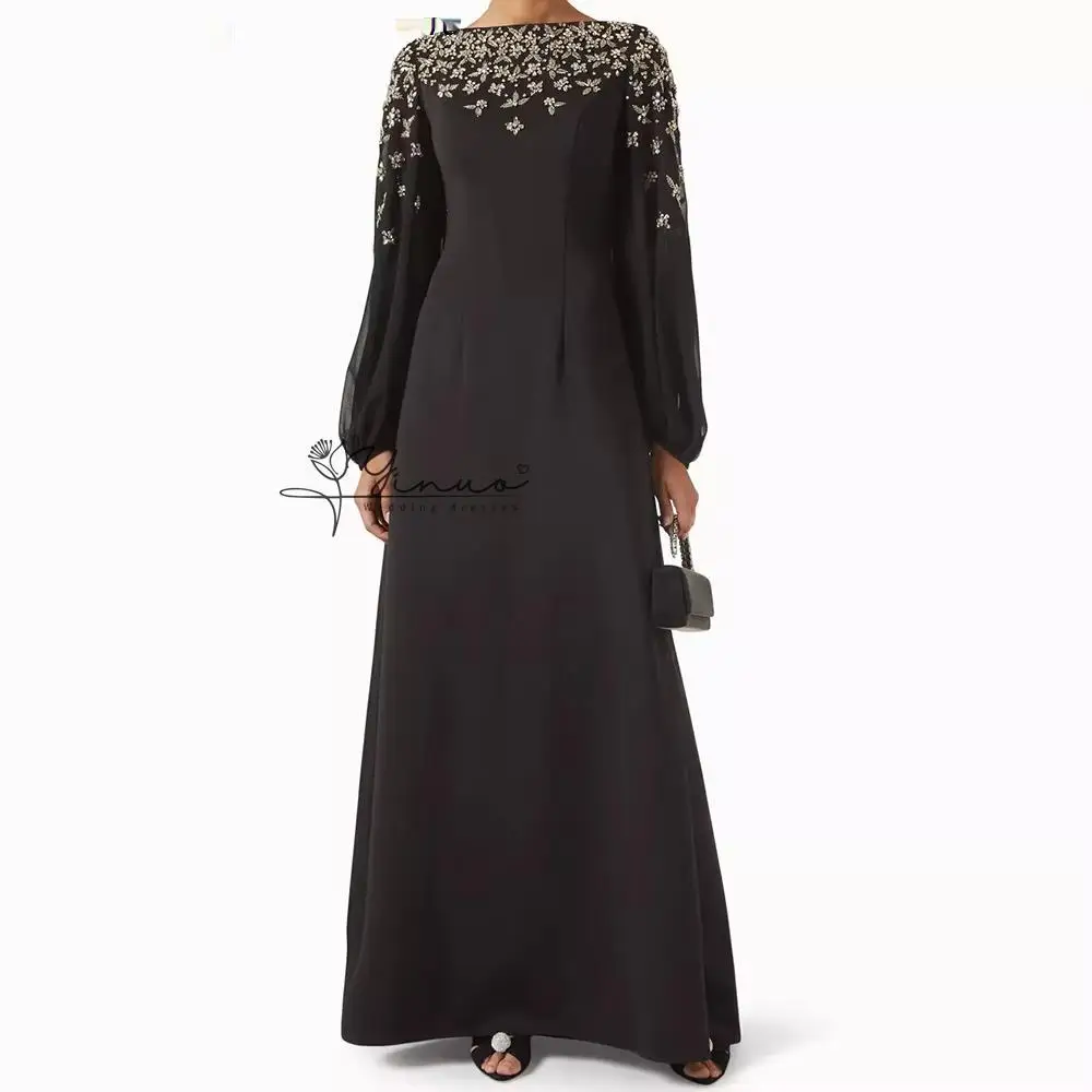 Customized A-line Evening Dresses Floor-length Boat Neck Full Sleeve Prom Dresses Fashion Crystal Simple Draped Customized Gowns
Customized A-line Evening Dresses Floor-length Boat Neck Full Sleeve Prom Dresses Fashion Crystal Simple Draped Customized Gowns