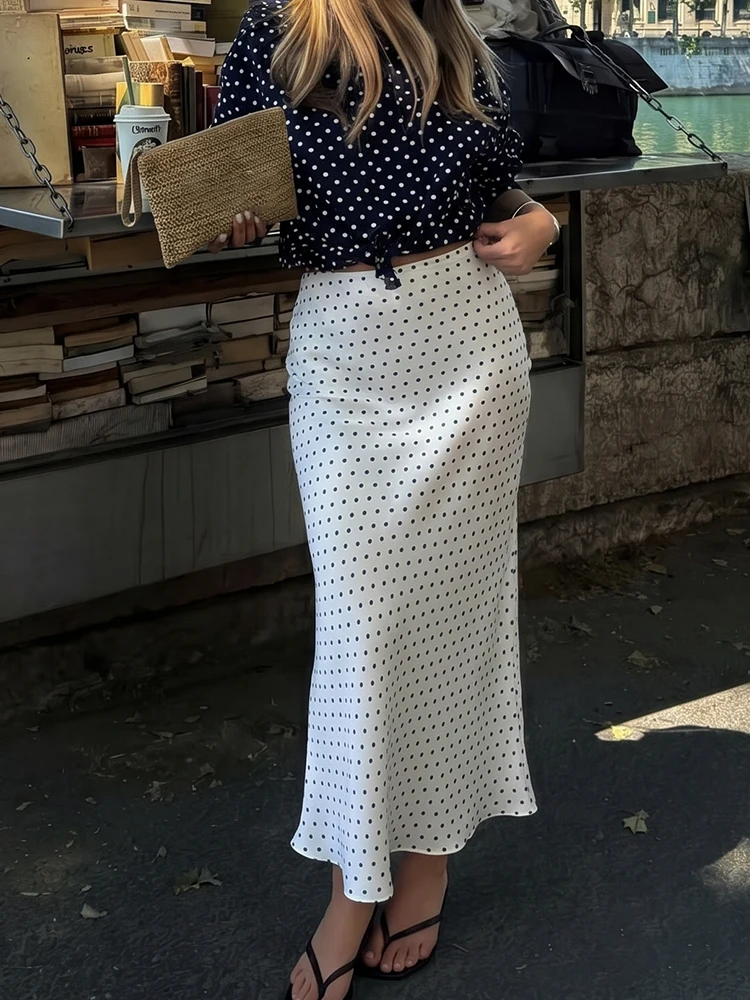 HH Elegant Women's Satin Polka Dot Midi Skirt Sunmmer Female High Waist Elastic Waist Chic Slim Long Skirts Fashion Pencil Skirt
HH Elegant Women's Satin Polka Dot Midi Skirt Sunmmer Female High Waist Elastic Waist Chic Slim Long Skirts Fashion Pencil Skirt