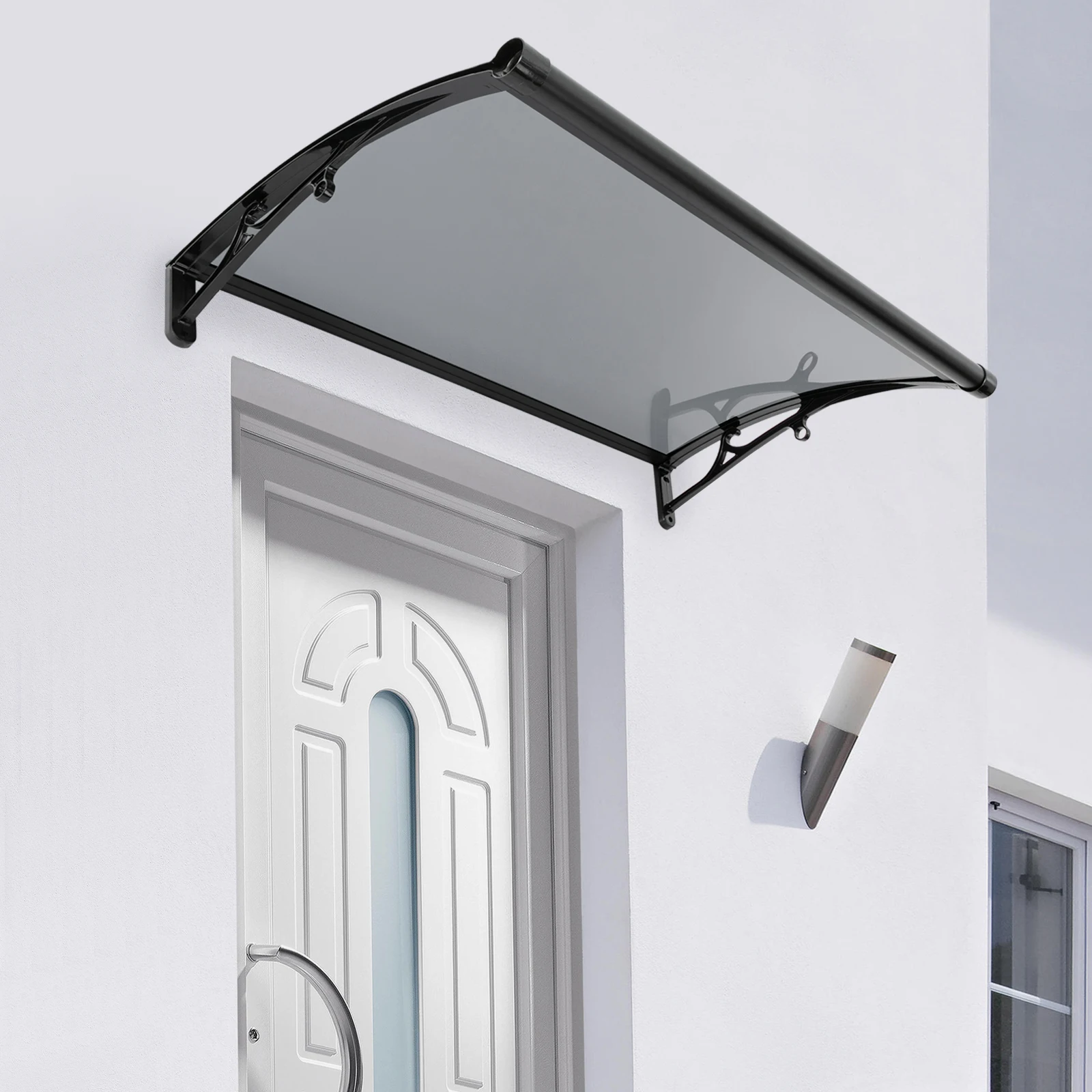 Wall Mounted Window Door Awning Canopy 27.16in Arc Front Doors/Windows Overhang Awning with Triangular Structure
Wall Mounted Window Door Awning Canopy 27.16in Arc Front Doors/Windows Overhang Awning with Triangular Structure