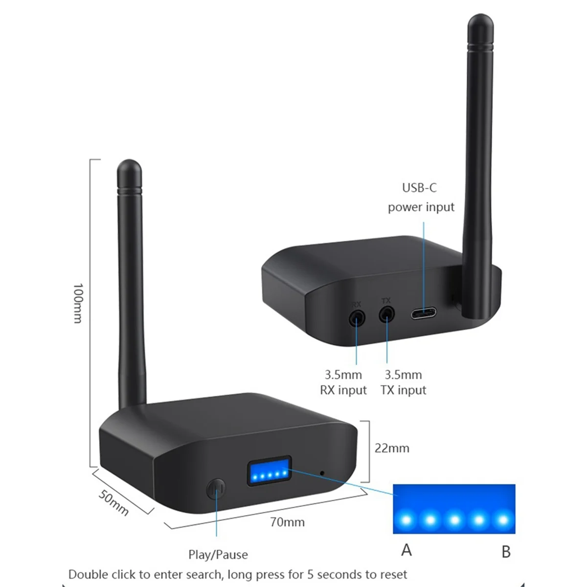 Bluetooth 5.3 Adapter Receive Transmitter 2 in 1 Qualcomm for Audio Decoding Audio Bluetooth B55 Adapter
Bluetooth 5.3 Adapter Receive Transmitter 2 in 1 Qualcomm for Audio Decoding Audio Bluetooth B55 Adapter