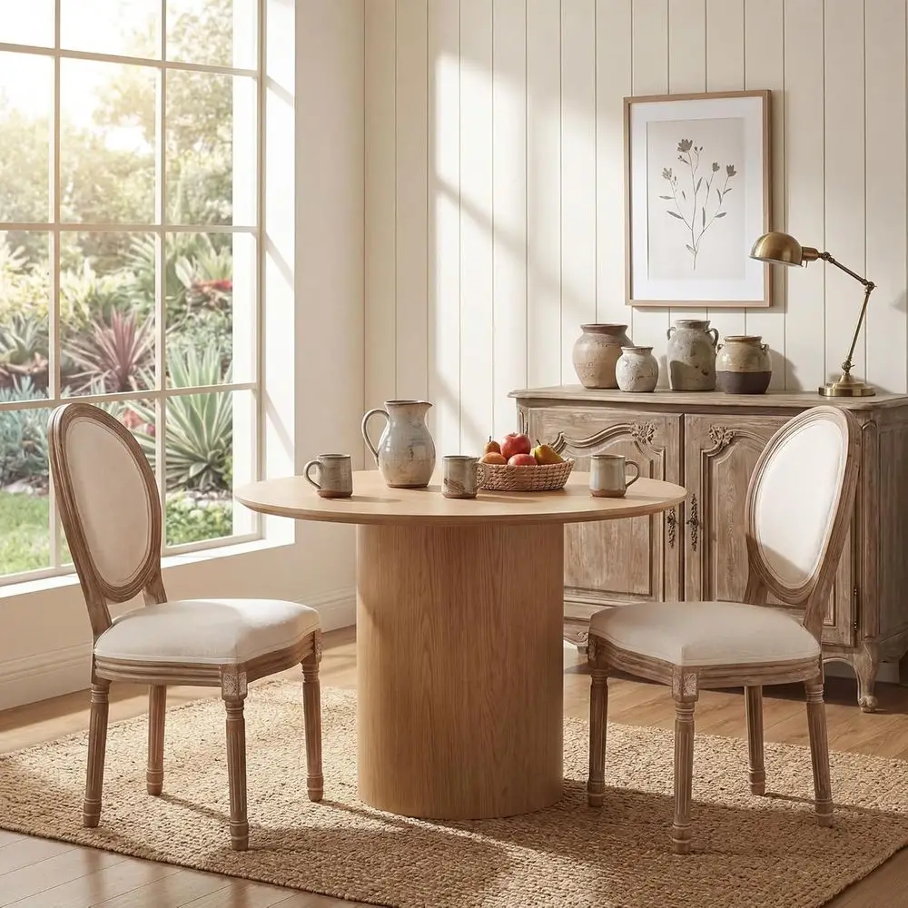 2-Piece Beige Fabric Square Back Dining Chairs Set with Solid Wood Legs for French Country Kitchen Dining Room
2-Piece Beige Fabric Square Back Dining Chairs Set with Solid Wood Legs for French Country Kitchen Dining Room