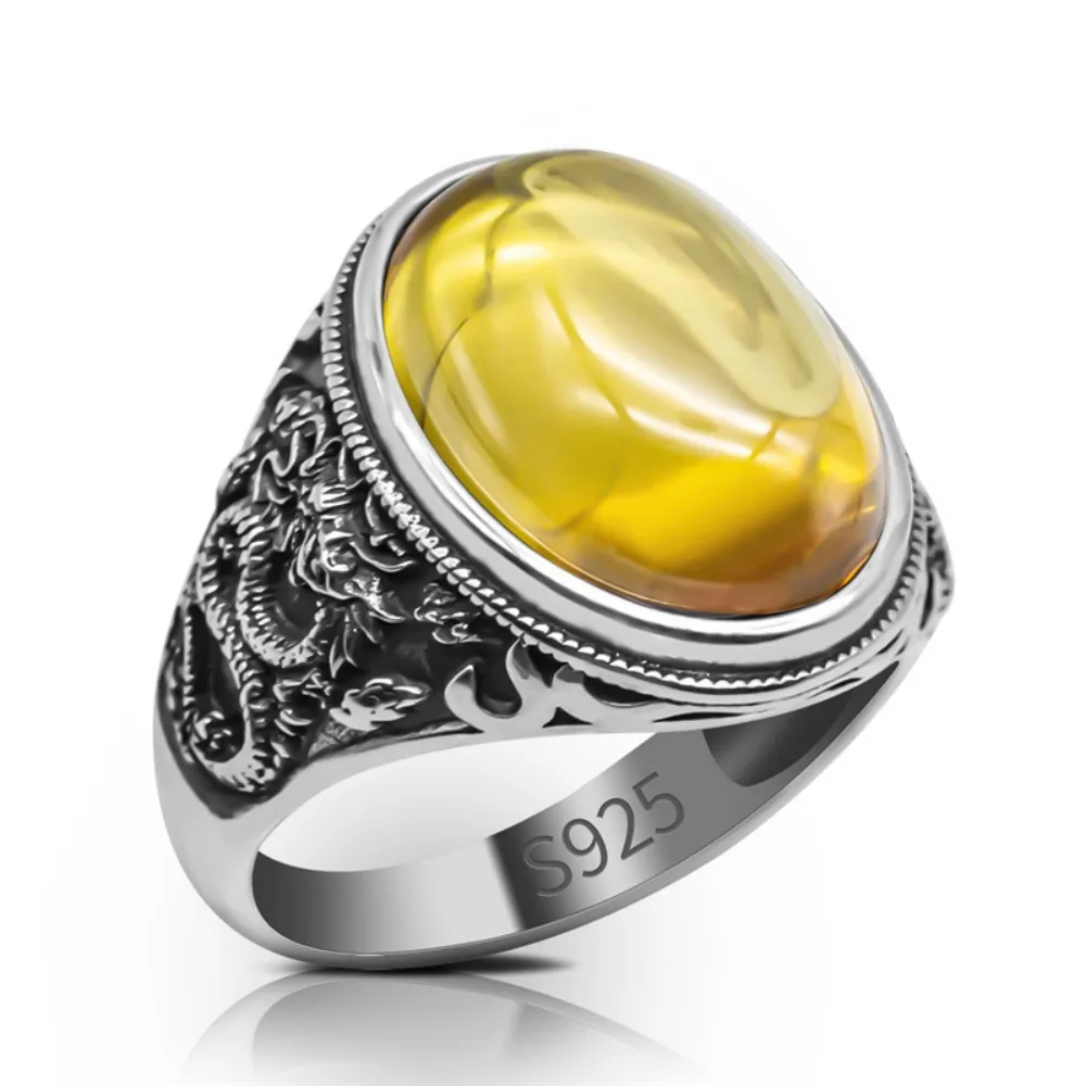 Real 925 Sterling Silver Male Ring Natural Yellow Cubic Zirconia Stone Dragon Style Silver Ring Band for Men Gift
Real 925 Sterling Silver Male Ring Natural Yellow Cubic Zirconia Stone Dragon Style Silver Ring Band for Men Gift