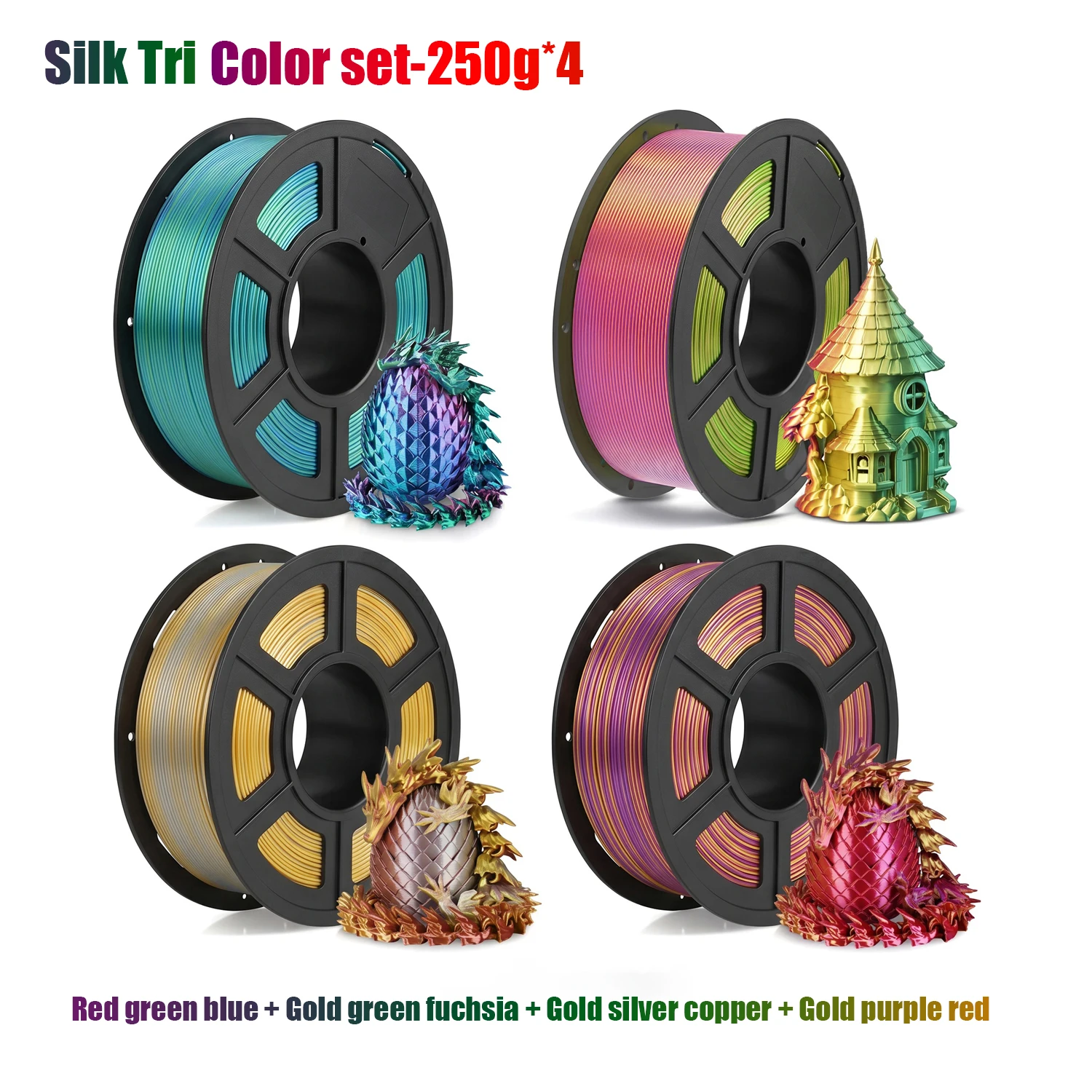 Silk Triple Color Rainbow PLA Filament 1.75mm Tolerance +/-0.02mm Neat Wound 3D Printer Filament 200g 250g 500g 1000g
Silk Triple Color Rainbow PLA Filament 1.75mm Tolerance +/-0.02mm Neat Wound 3D Printer Filament 200g 250g 500g 1000g