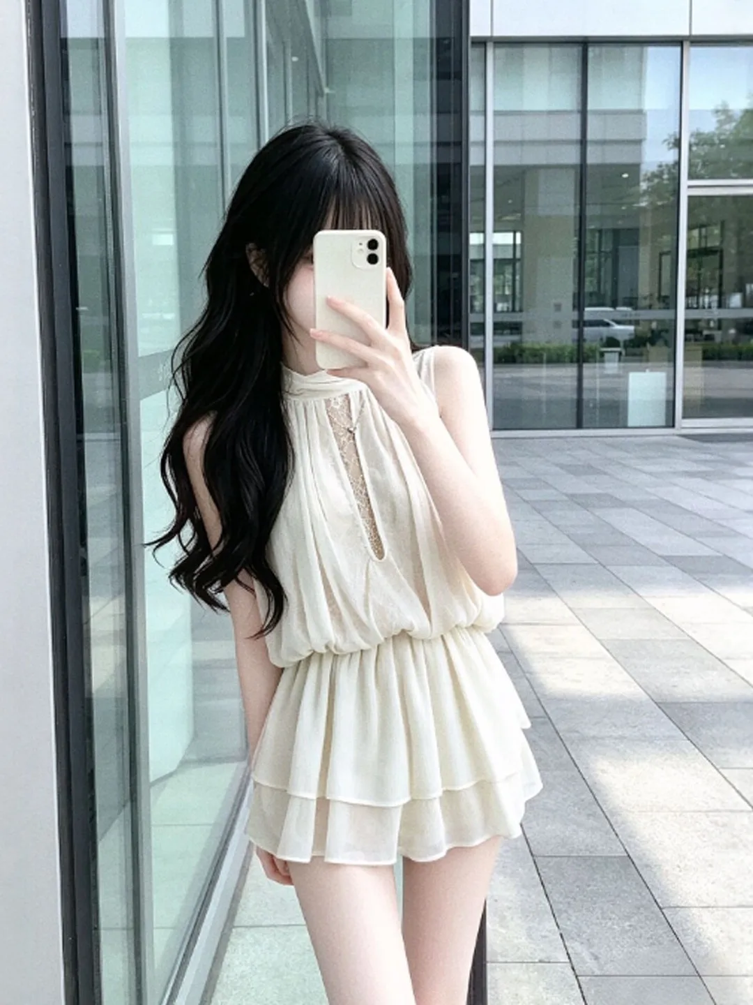 Unique Neck Hanging Waist Cinching Short Skirt Dress Summer Cotton Pure Desire Style Lace Patchwork Slim Fit City Commute
Unique Neck Hanging Waist Cinching Short Skirt Dress Summer Cotton Pure Desire Style Lace Patchwork Slim Fit City Commute
