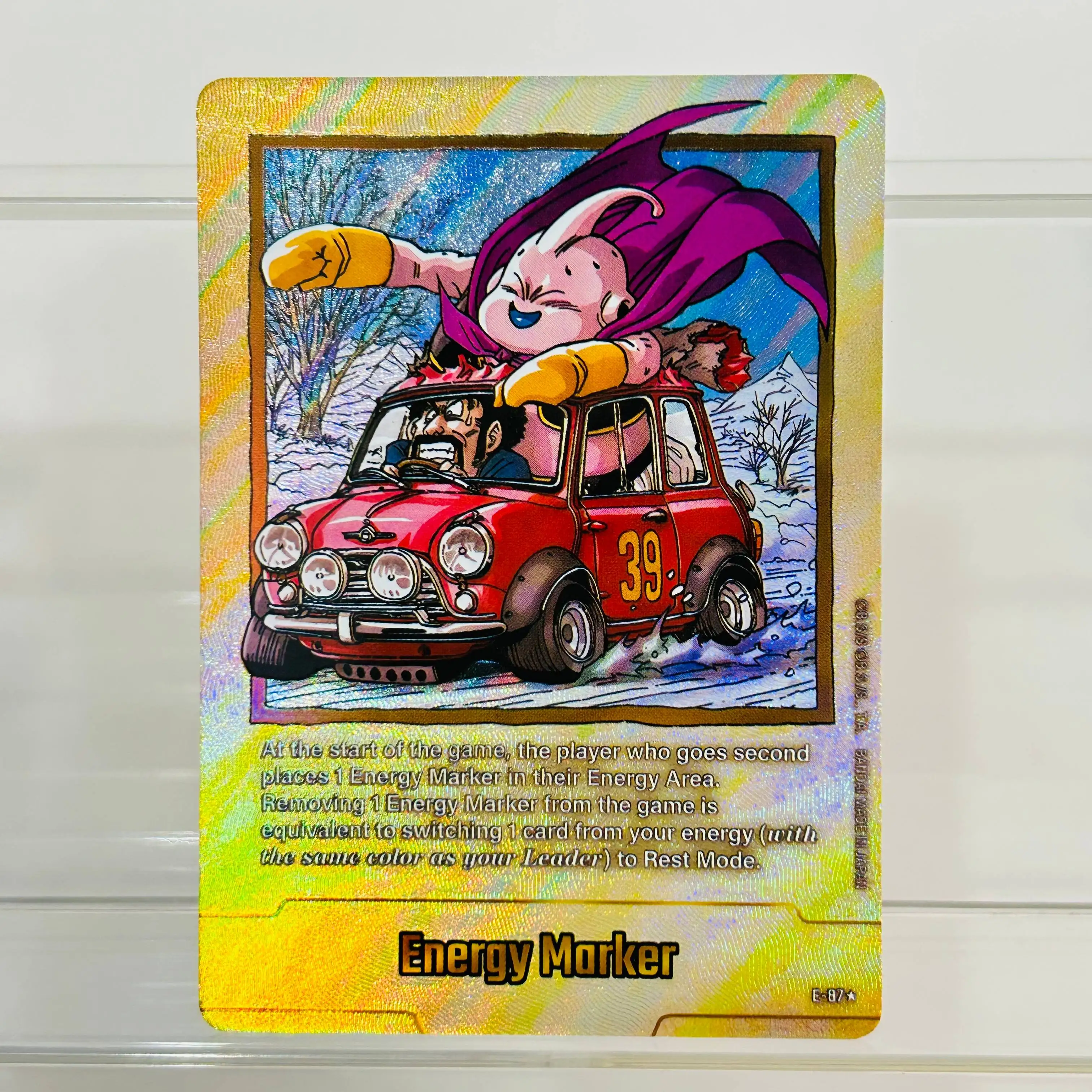 Dragon Ball E-87 Buu Hercule DIY Energy Marker Card English Version Gold Foil Holographic Texture Premium Anime Collection Card
Dragon Ball E-87 Buu Hercule DIY Energy Marker Card English Version Gold Foil Holographic Texture Premium Anime Collection Card