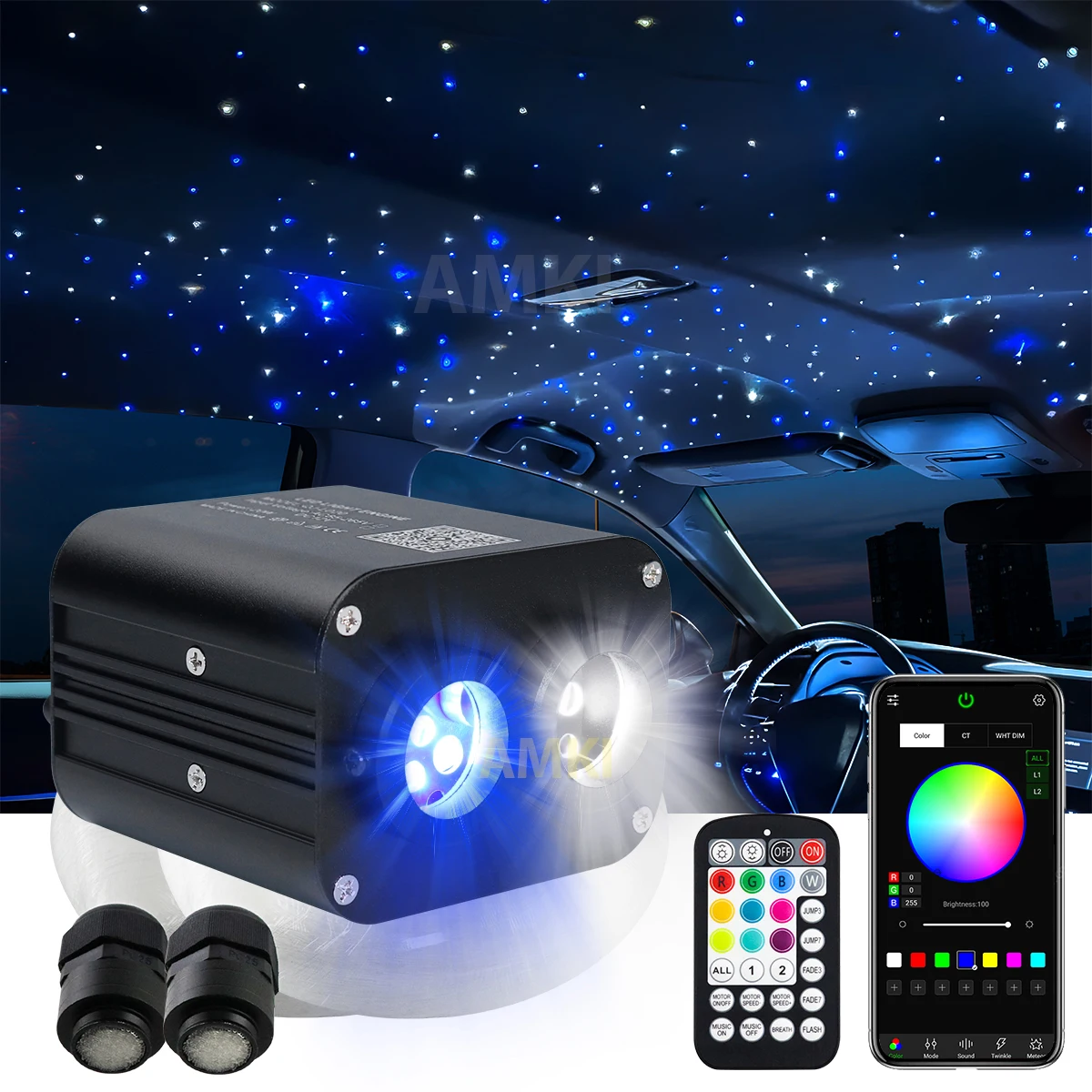 20W Dual Port Twinkle Car Starry Sky Ceiling Light APP Music Control Fiber Optic Light Led Star Roof Interior Atmosphere Light
20W Dual Port Twinkle Car Starry Sky Ceiling Light APP Music Control Fiber Optic Light Led Star Roof Interior Atmosphere Light