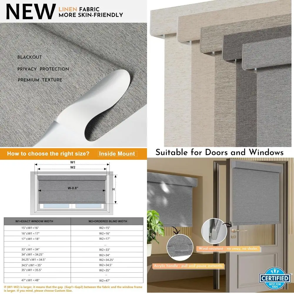 Thermal Insulated Linen Fabric Blackout Shades, UV Protection, Cordless, for Home, Office, 16 x 64, Grey
Thermal Insulated Linen Fabric Blackout Shades, UV Protection, Cordless, for Home, Office, 16 x 64, Grey