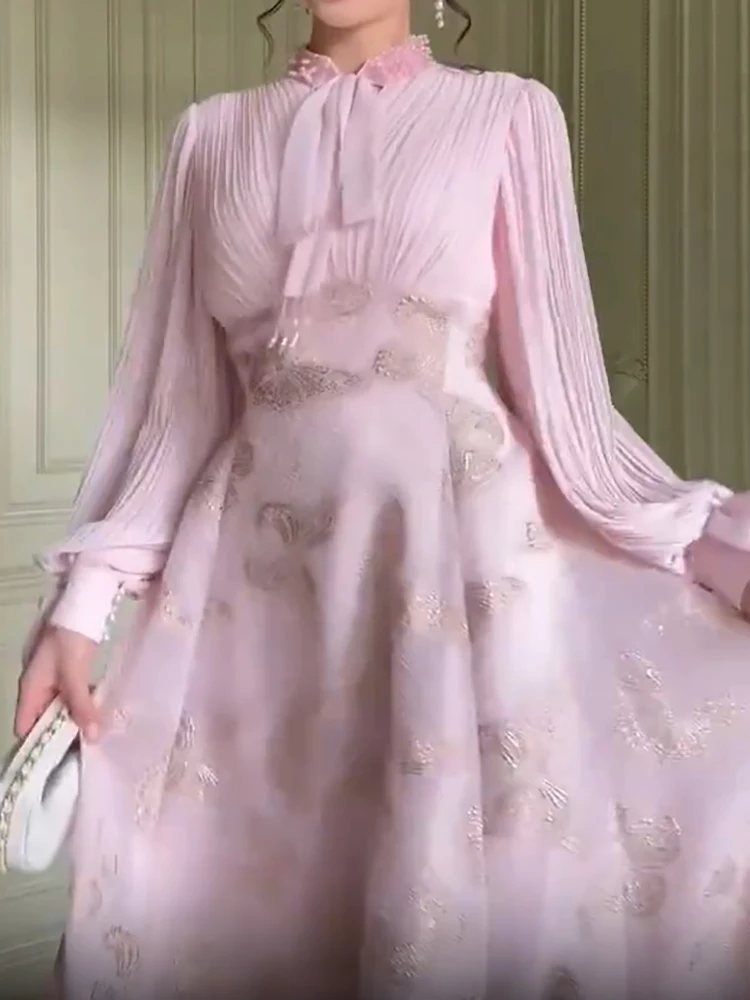 New Bow Tie Up Women's Long Dress 2026 Elegant Printed Waist Swing Maxi Dress Spring Autumn Lantern Sleeve Design Party Dress
New Bow Tie Up Women's Long Dress 2026 Elegant Printed Waist Swing Maxi Dress Spring Autumn Lantern Sleeve Design Party Dress