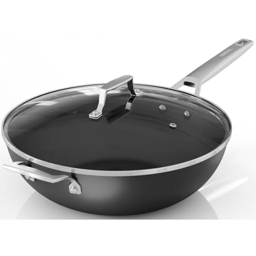 12.5 Inch Titanium and Ceramic Nonstick Wok Pan with Lid Stay-Cool Handle Flat Bottom for Induction Electric Gas Halogen All St
12.5 Inch Titanium and Ceramic Nonstick Wok Pan with Lid Stay-Cool Handle Flat Bottom for Induction Electric Gas Halogen All St