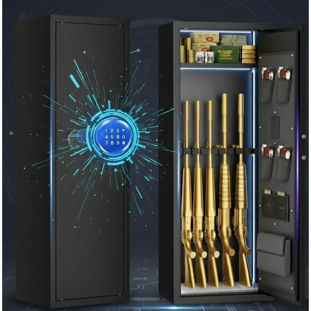 15-Gun Home Security Cabinet with Electronic Lock, Adjustable Shelves for Pistols, Shotguns & More
15-Gun Home Security Cabinet with Electronic Lock, Adjustable Shelves for Pistols, Shotguns & More