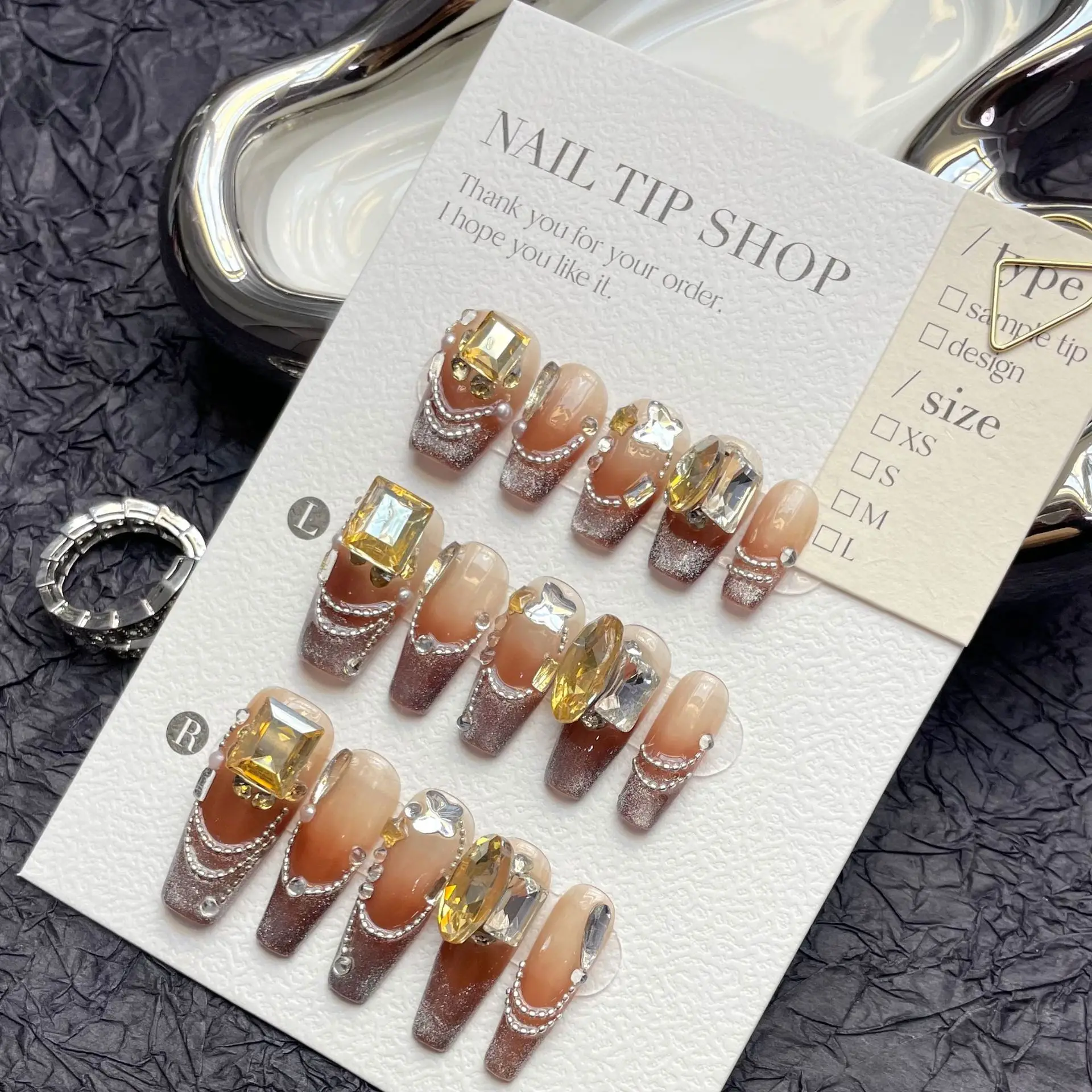10 PCS Luxury Handmade Press on Nails Super Long Coffin Autumn Is Long Design with 3-PIECE Tool Adhesive Nail Glue Tabs
10 PCS Luxury Handmade Press on Nails Super Long Coffin Autumn Is Long Design with 3-PIECE Tool Adhesive Nail Glue Tabs