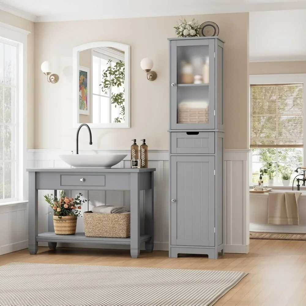 67" Tall Bathroom Storage Cabinet, Freestanding Linen Bathroom Cabinet with Doors and Adjustable Shelf
67" Tall Bathroom Storage Cabinet, Freestanding Linen Bathroom Cabinet with Doors and Adjustable Shelf