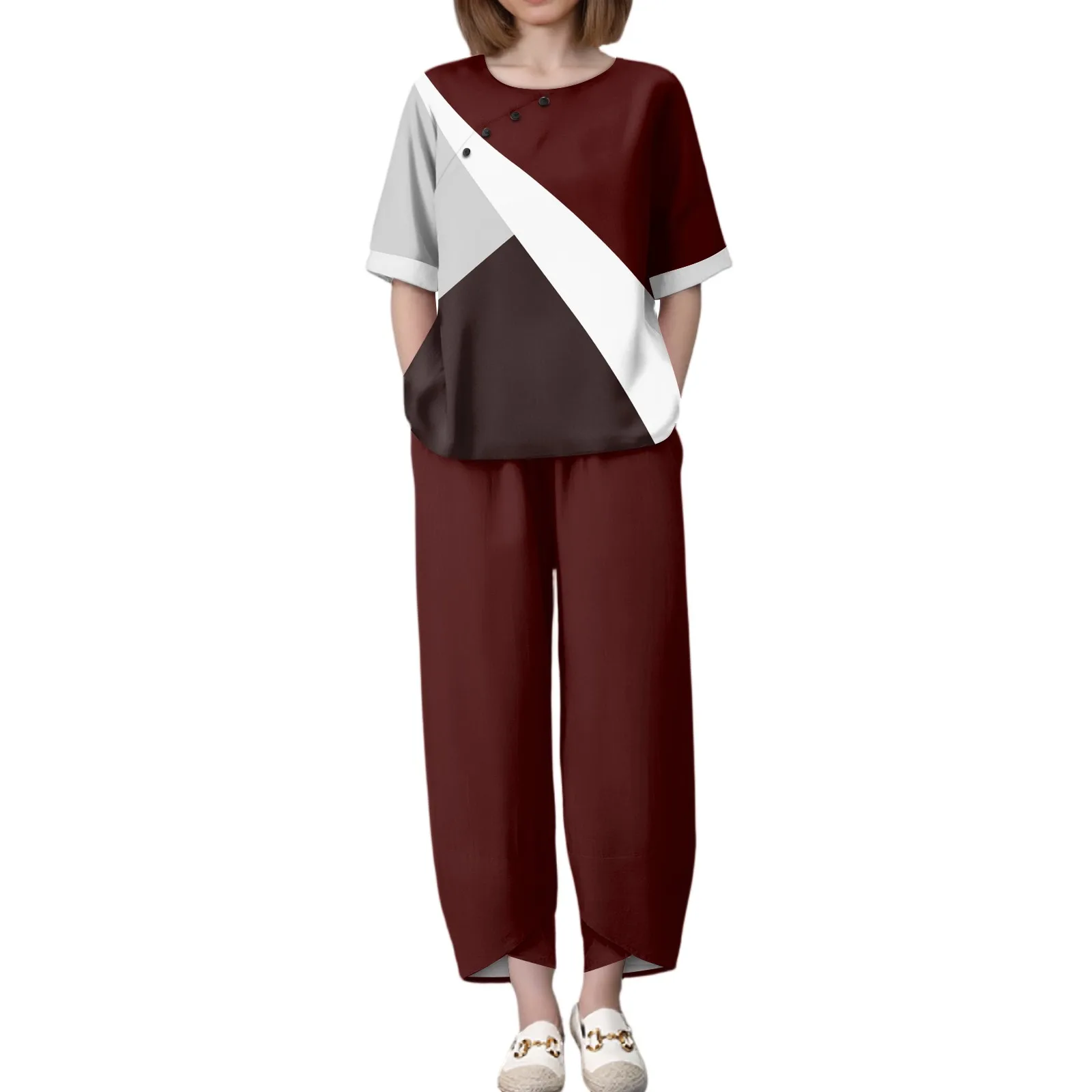 Fashion 2pcs Women Summer Pant Sets Floral Matching Sets Casual Half Sleeve Blouse Wide Leg Trousers Suits Loose Outfits
Fashion 2pcs Women Summer Pant Sets Floral Matching Sets Casual Half Sleeve Blouse Wide Leg Trousers Suits Loose Outfits