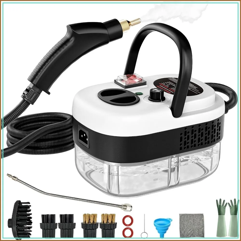 Portable Steam Cleaner, 2500W 6-Level Adjustable, 15s Heat-Up, 14pcs Accessories, for Home, Tile, Grout, Grease, Car
Portable Steam Cleaner, 2500W 6-Level Adjustable, 15s Heat-Up, 14pcs Accessories, for Home, Tile, Grout, Grease, Car