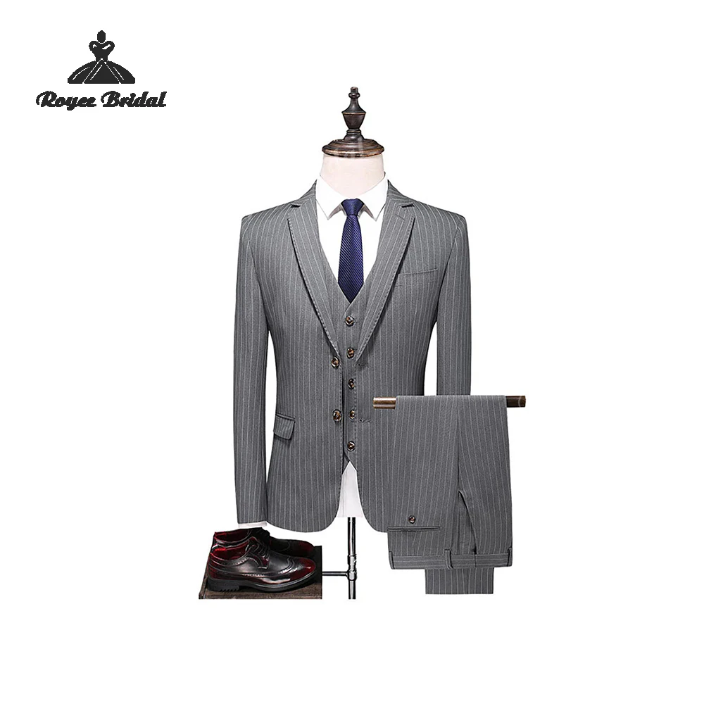 Three Piece Single Breasted Grey Pinstripe Men's Wedding Suit 2026 Notched Lapel Evening Prom Suit costume homme mariage
Three Piece Single Breasted Grey Pinstripe Men's Wedding Suit 2026 Notched Lapel Evening Prom Suit costume homme mariage