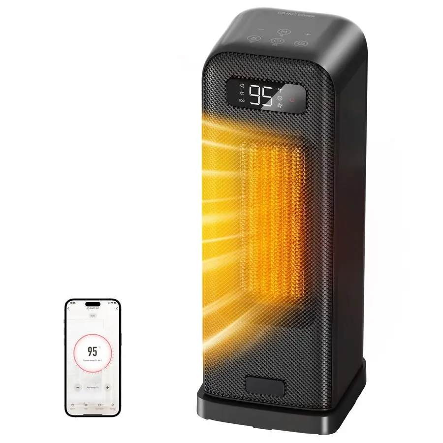 Обогреватель для спальни, умный электрический обогреватель с Wi-Fi и голосовым управлением, таймер на 12 часов, 4 режима, термостат, 1500 Вт, PTC керамический, для помещений
Обогреватель для спальни, умный электрический обогреватель с Wi-Fi и голосовым управлением, таймер на 12 часов, 4 режима, термостат, 1500 Вт, PTC керамический, для помещений