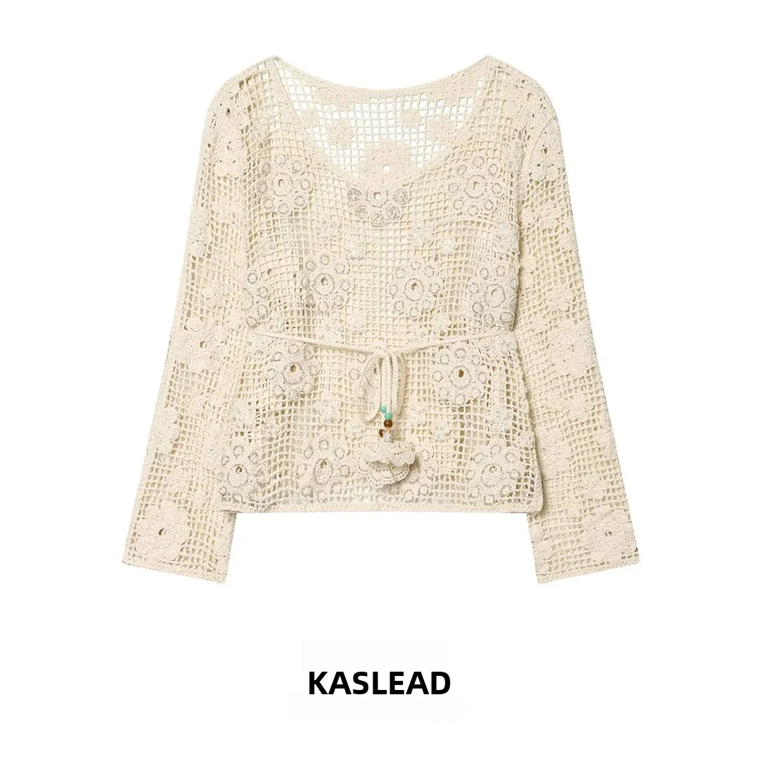 KASLEAD New Women's Fashionable Long Sleeve Knitted Sweater with Belt Embedded Diamond Hollow out Design Versatile Style
KASLEAD New Women's Fashionable Long Sleeve Knitted Sweater with Belt Embedded Diamond Hollow out Design Versatile Style