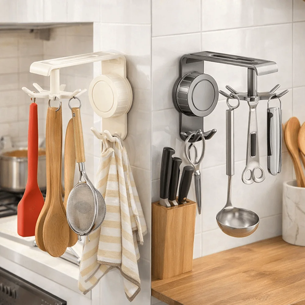 Non Punching Kitchen Hook 360 Degrees Rotatable Space Saving Spatula Storage Rack Wall Mounted Spoon Hanging Rack
Non Punching Kitchen Hook 360 Degrees Rotatable Space Saving Spatula Storage Rack Wall Mounted Spoon Hanging Rack