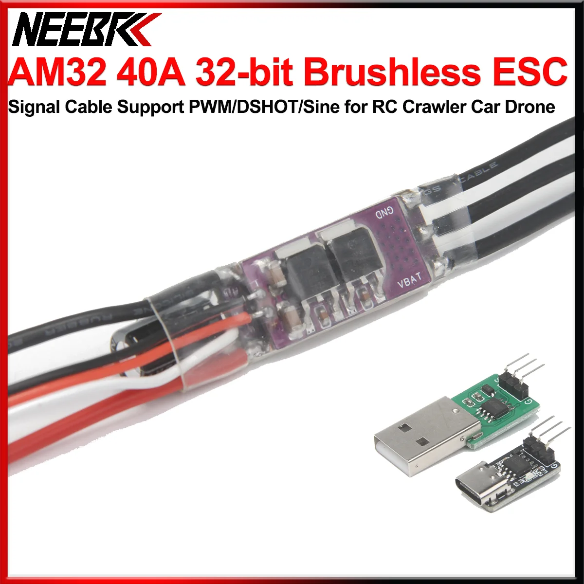 AM32 40A Mini ESC Electronic Speed Controller 32bit 2-4S Signal Cable PWM/DSHOT/Sine for FP Drone RC Crawler Car Brushless motor
AM32 40A Mini ESC Electronic Speed Controller 32bit 2-4S Signal Cable PWM/DSHOT/Sine for FP Drone RC Crawler Car Brushless motor