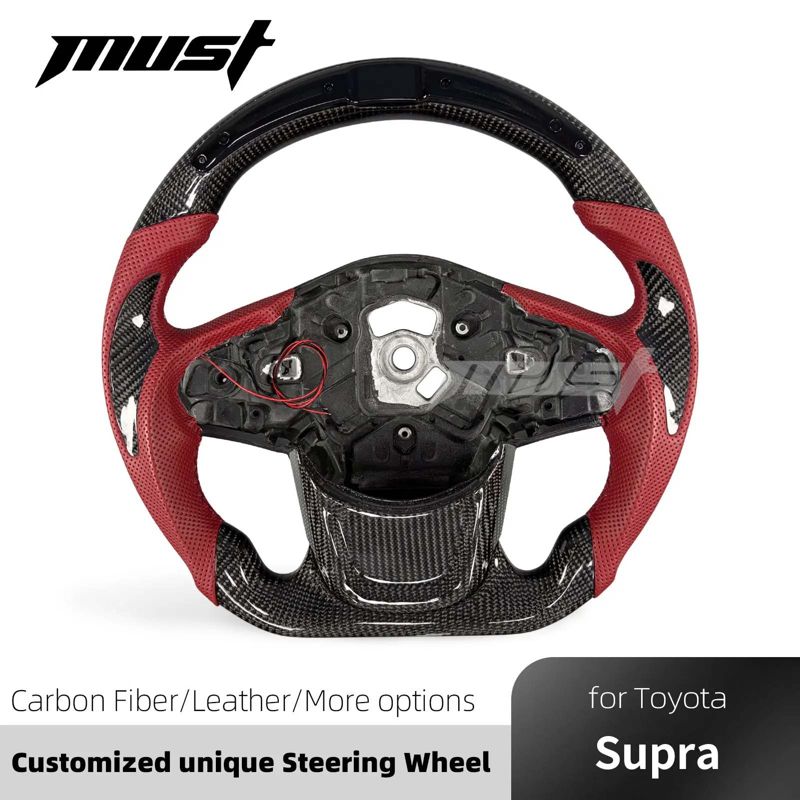 Custom Carbon Fiber LED Steering Wheel Red Perforated Leather for Toyota GR Supra Coupe J29 A90 A91 A91-MT 2.0 3.0 2018-2026
Custom Carbon Fiber LED Steering Wheel Red Perforated Leather for Toyota GR Supra Coupe J29 A90 A91 A91-MT 2.0 3.0 2018-2026