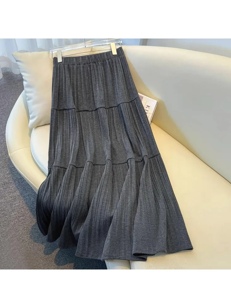 Gray High Waist Long A-Line Skirt Women's Spring Autumn Winter Pleated Fat MM Large Size Trendy Gown Commute Casual Pure Color
Gray High Waist Long A-Line Skirt Women's Spring Autumn Winter Pleated Fat MM Large Size Trendy Gown Commute Casual Pure Color