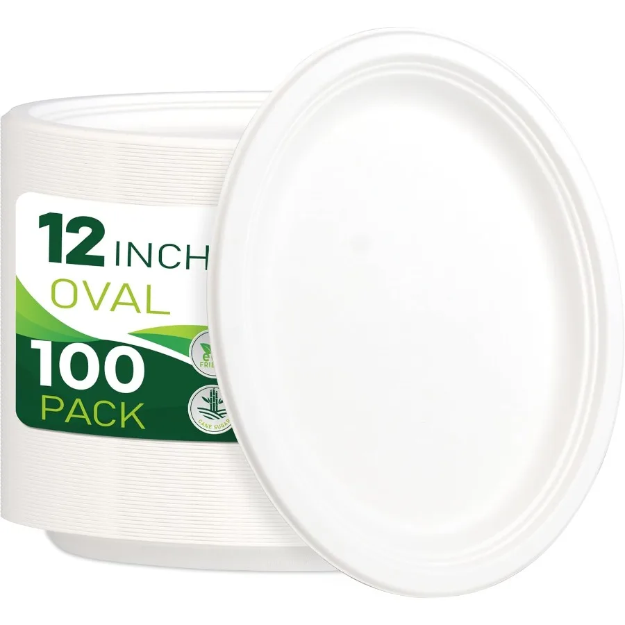 100PCS 100 Compostable White Oval Paper Plates 12in Heavy Duty Disposable Plates EcoFriendly Dinner Plates Biodegradable Salad 
100PCS 100 Compostable White Oval Paper Plates 12in Heavy Duty Disposable Plates EcoFriendly Dinner Plates Biodegradable Salad