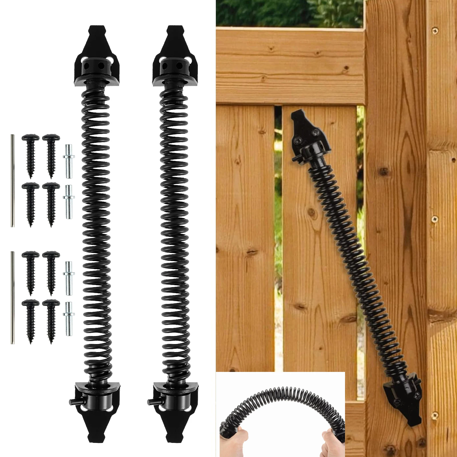 2pcs 14inch Gate Spring Self Closing Heavy Duty Outdoor Door Spring Automatic Gate Closer, Adjustable for Wooden and Vinyl Fence
2pcs 14inch Gate Spring Self Closing Heavy Duty Outdoor Door Spring Automatic Gate Closer, Adjustable for Wooden and Vinyl Fence
