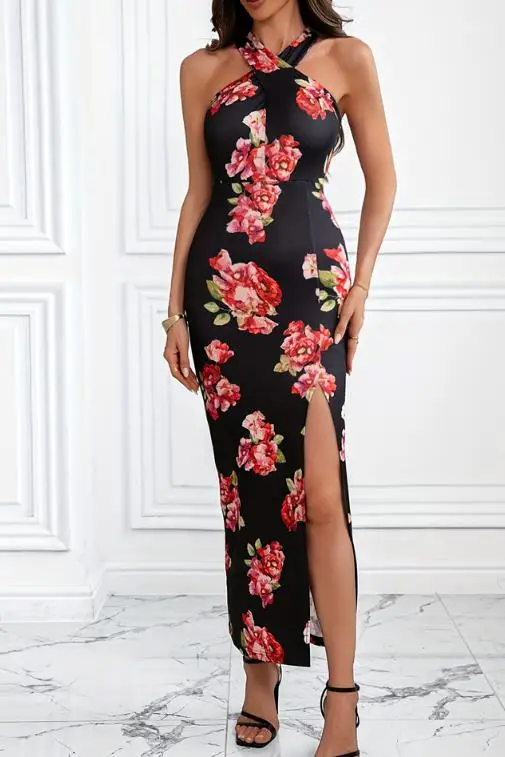Women's Dress Summer New French Elegant Slim Fit Sexy Flower Print Twisted Cross Design High Waist Slit Wrapped Hip Dress
Women's Dress Summer New French Elegant Slim Fit Sexy Flower Print Twisted Cross Design High Waist Slit Wrapped Hip Dress