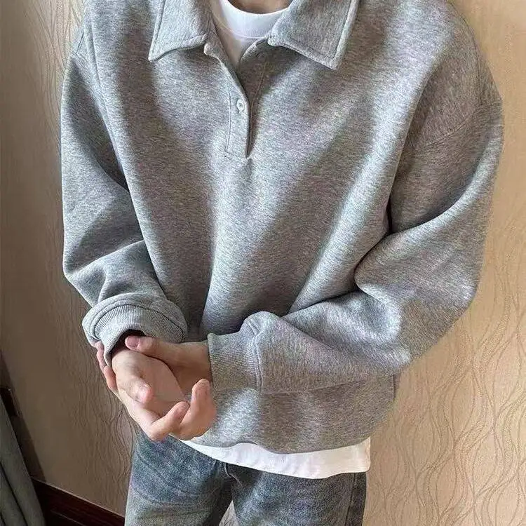Gray Sweatshirt Casual Loose Long Sleeve Turn-down Collar Shirt Spring New Style Pure Color Men's Comfortable Cotton Top
Gray Sweatshirt Casual Loose Long Sleeve Turn-down Collar Shirt Spring New Style Pure Color Men's Comfortable Cotton Top