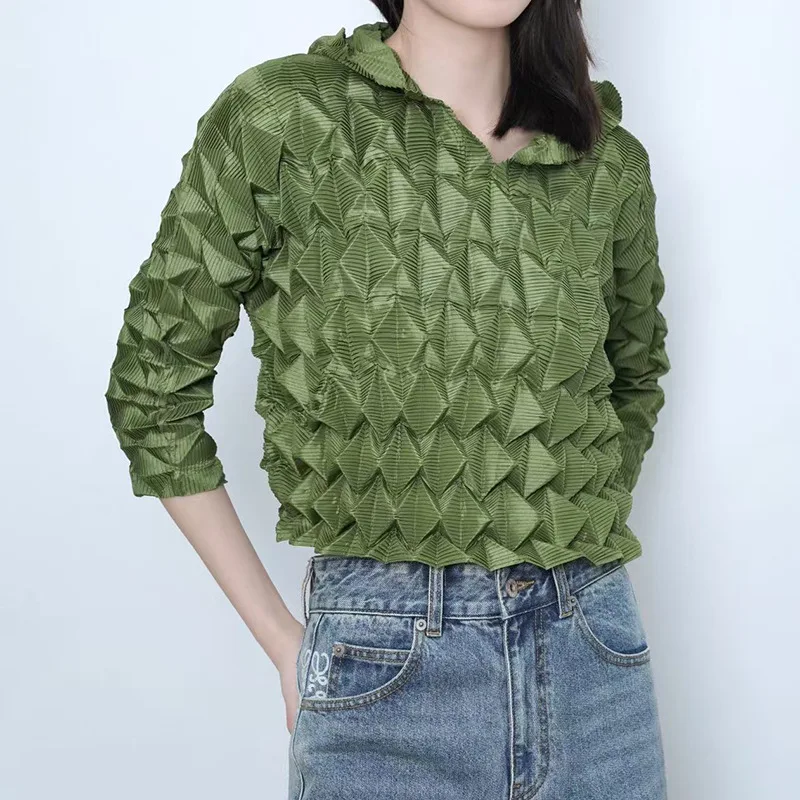 Плиссированный топ Miyake, весна-лето 2026, новинка, удобный, нишевый, повседневный, плиссированный, модный, с оборками, приталенный, с длинным рукавом, женский, плиссированный
Плиссированный топ Miyake, весна-лето 2026, новинка, удобный, нишевый, повседневный, плиссированный, модный, с оборками, приталенный, с длинным рукавом, женский, плиссированный