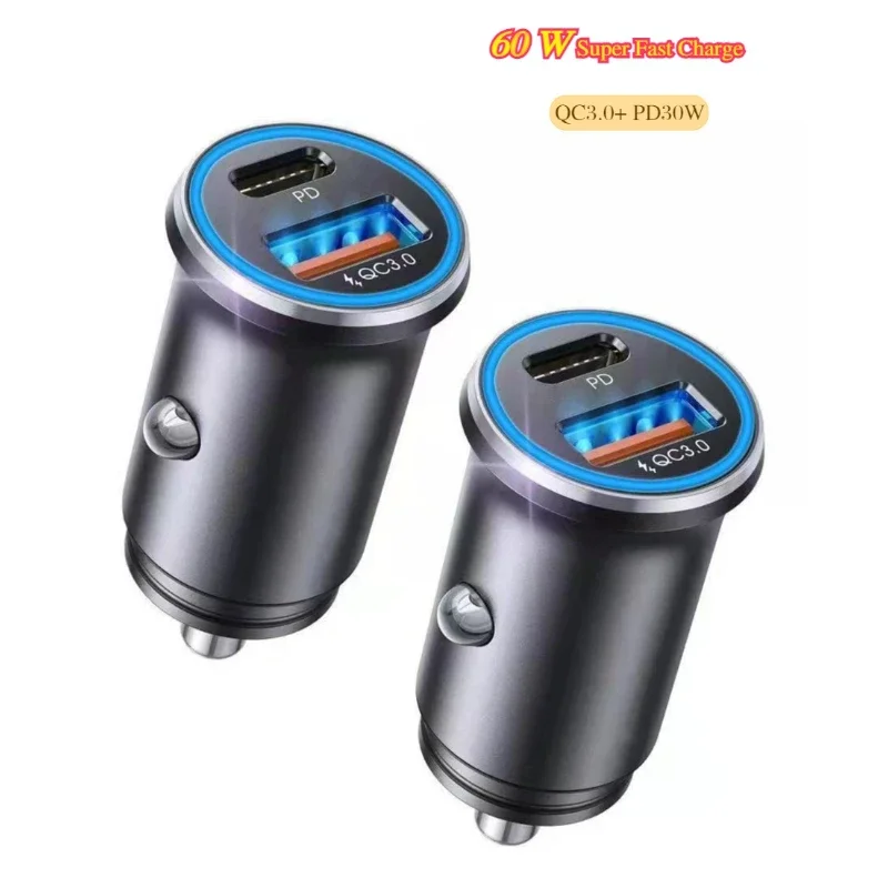 Max 60W Aluminum Alloy Dual-Port 30W PD Fast Charging Car Charger QC3.0 Super Fast Charging USB car Cigarette Lighter Adapter
Max 60W Aluminum Alloy Dual-Port 30W PD Fast Charging Car Charger QC3.0 Super Fast Charging USB car Cigarette Lighter Adapter