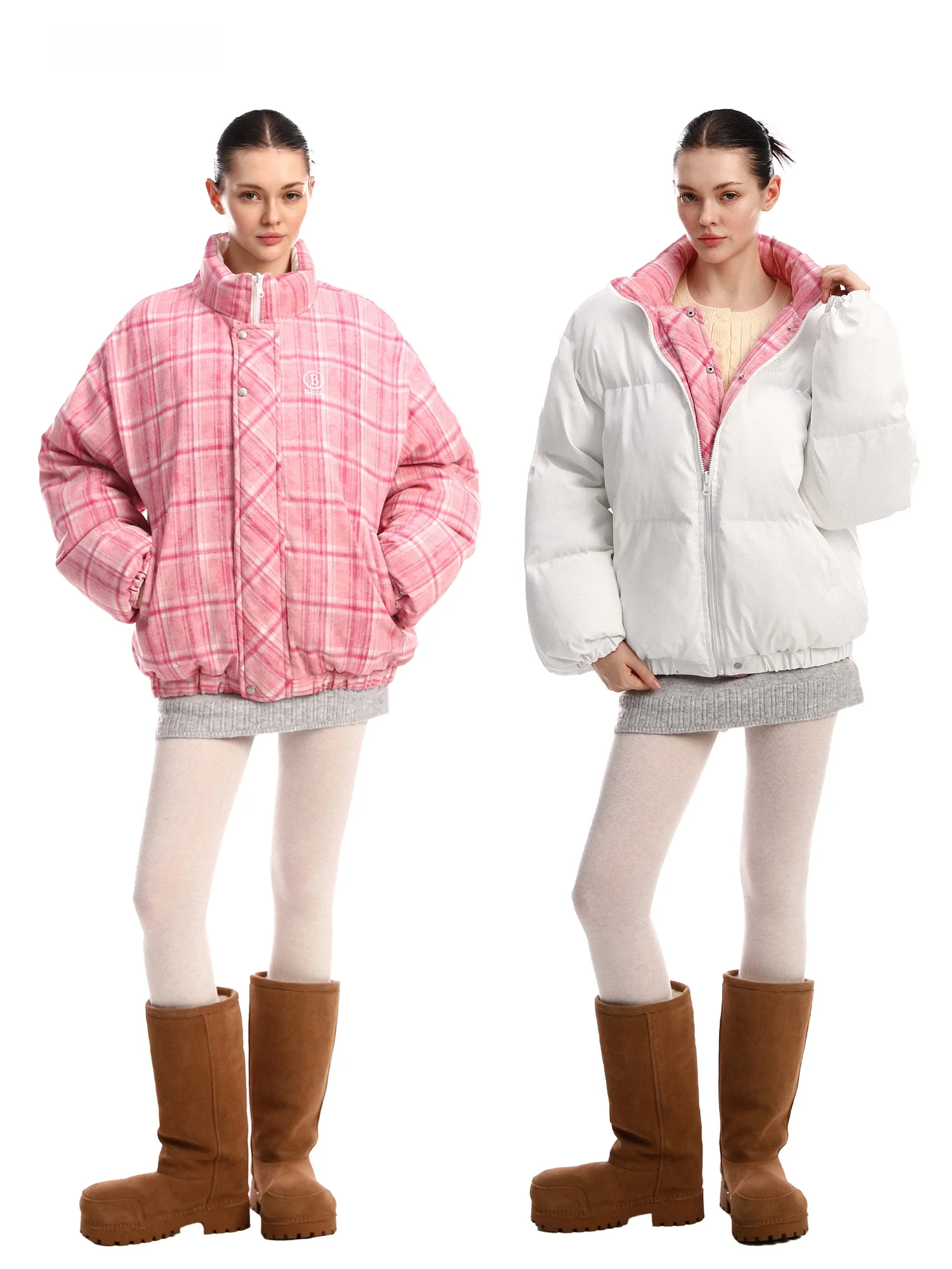 Двусторонняя утепленная хлопковая куртка в клетку с воротником-стойкой для женщин, зимнее теплое свободное пальто-пуховик с дизайнерским акцентом Biggold
Двусторонняя утепленная хлопковая куртка в клетку с воротником-стойкой для женщин, зимнее теплое свободное пальто-пуховик с дизайнерским акцентом Biggold