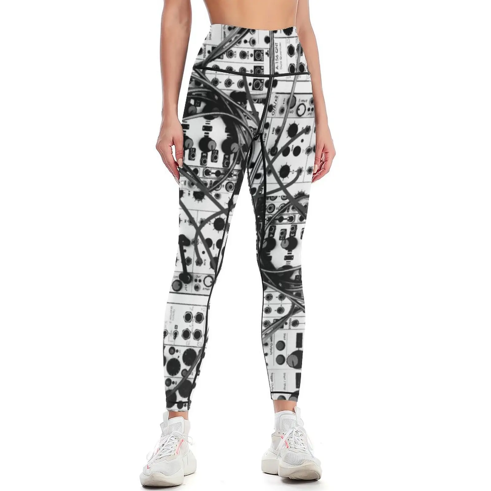 analog synthesizer modular system - black and white illustration Leggings legging gym workout clothes for Womens Leggings 
analog synthesizer modular system - black and white illustration Leggings legging gym workout clothes for Womens Leggings