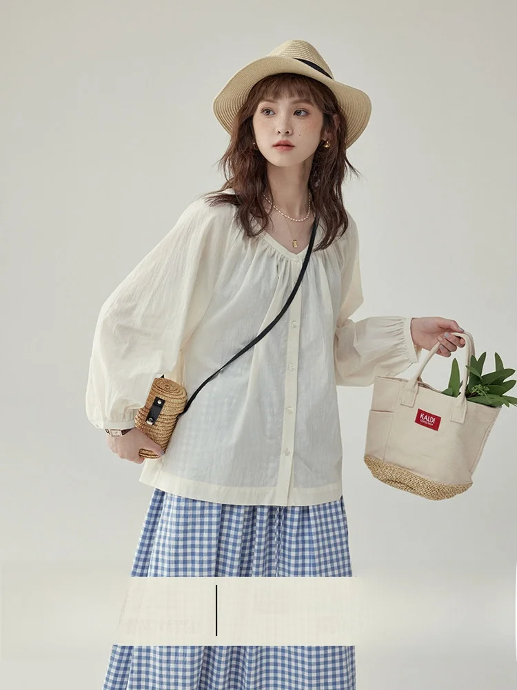 AMUU North Island Japanese Style Thin Skin-friendly Sun Protection Shirt round Neck Lantern Sleeve Women's Summer Top
AMUU North Island Japanese Style Thin Skin-friendly Sun Protection Shirt round Neck Lantern Sleeve Women's Summer Top