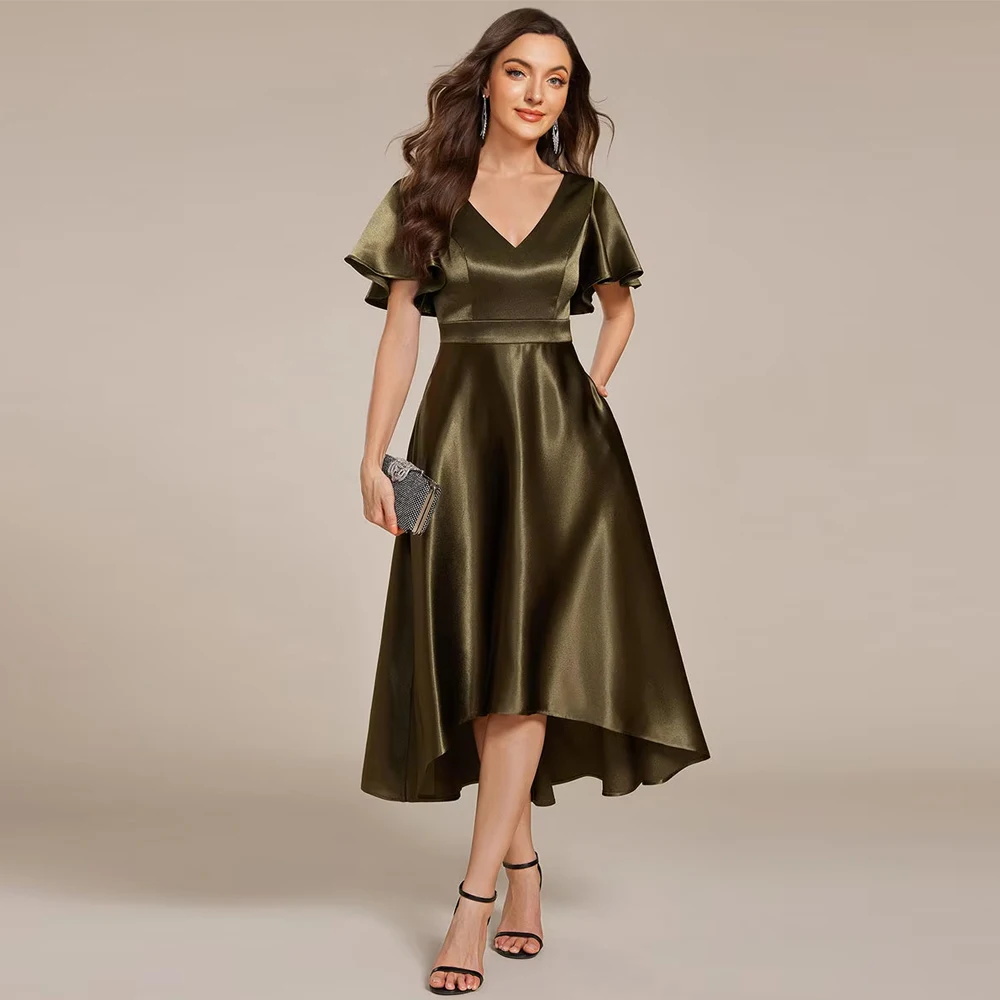 BAZIIINGAAA Party Dress Elegant Ruffles Sleeve Midi Length Satin Wedding Guest Dresses with Asymmetrical Hem Evening dress
BAZIIINGAAA Party Dress Elegant Ruffles Sleeve Midi Length Satin Wedding Guest Dresses with Asymmetrical Hem Evening dress
