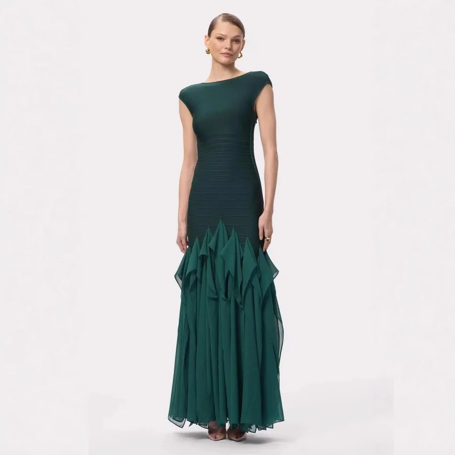 Green Prom Dress Sexy Black Bandage Sleeveless Ruffles Long Sheath Party Gown Formal Bridal Wedding Birthday Robe
Green Prom Dress Sexy Black Bandage Sleeveless Ruffles Long Sheath Party Gown Formal Bridal Wedding Birthday Robe