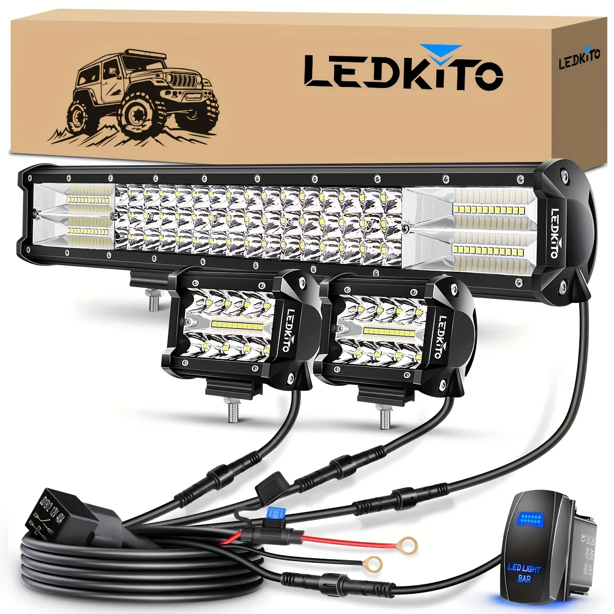 20inch LED Light Bar + 4inch Led Work Light Kit: With Switch On/Off Wiring Harness Kit, Relay Fuse, DC12-24V, LED Off Road Light – For Trucks ATV UTV Boat Crane Excavator Forklift Courtyard Road, White, Without Battery
20inch LED Light Bar + 4inch Led Work Light Kit: With Switch On/Off Wiring Harness Kit, Relay Fuse, DC12-24V, LED Off Road Light – For Trucks ATV UTV Boat Crane Excavator Forklift Courtyard Road, White, Without Battery