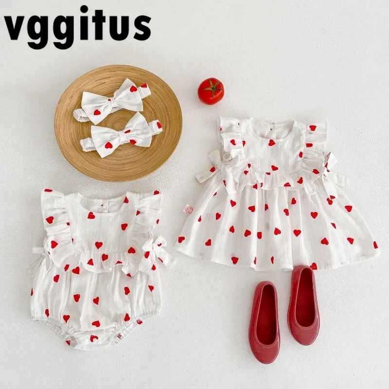 2025 New Summer Baby Girls Sisters Clothes Love Heart Print Ruffle Bodysuit Sleeveless Vest Dress Family Matching Outwear H339
2025 New Summer Baby Girls Sisters Clothes Love Heart Print Ruffle Bodysuit Sleeveless Vest Dress Family Matching Outwear H339