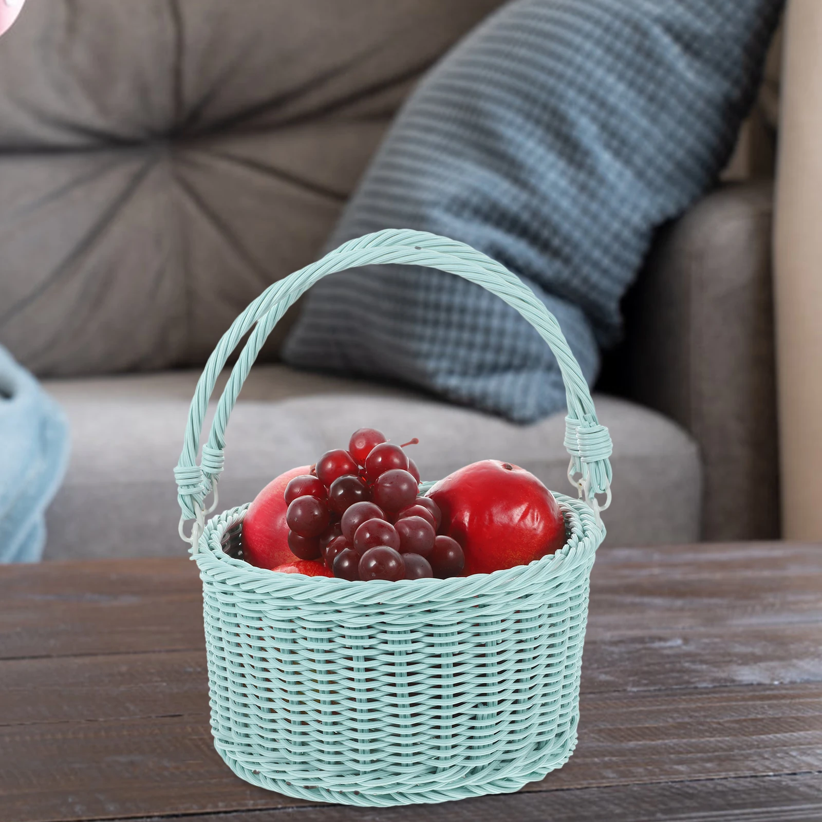 Woven Picnic Basket Durable PP Material Blue Color Snacks Fruit Storage H made Rustic Style Decorative Photo Prop Large Capacity
Woven Picnic Basket Durable PP Material Blue Color Snacks Fruit Storage H made Rustic Style Decorative Photo Prop Large Capacity