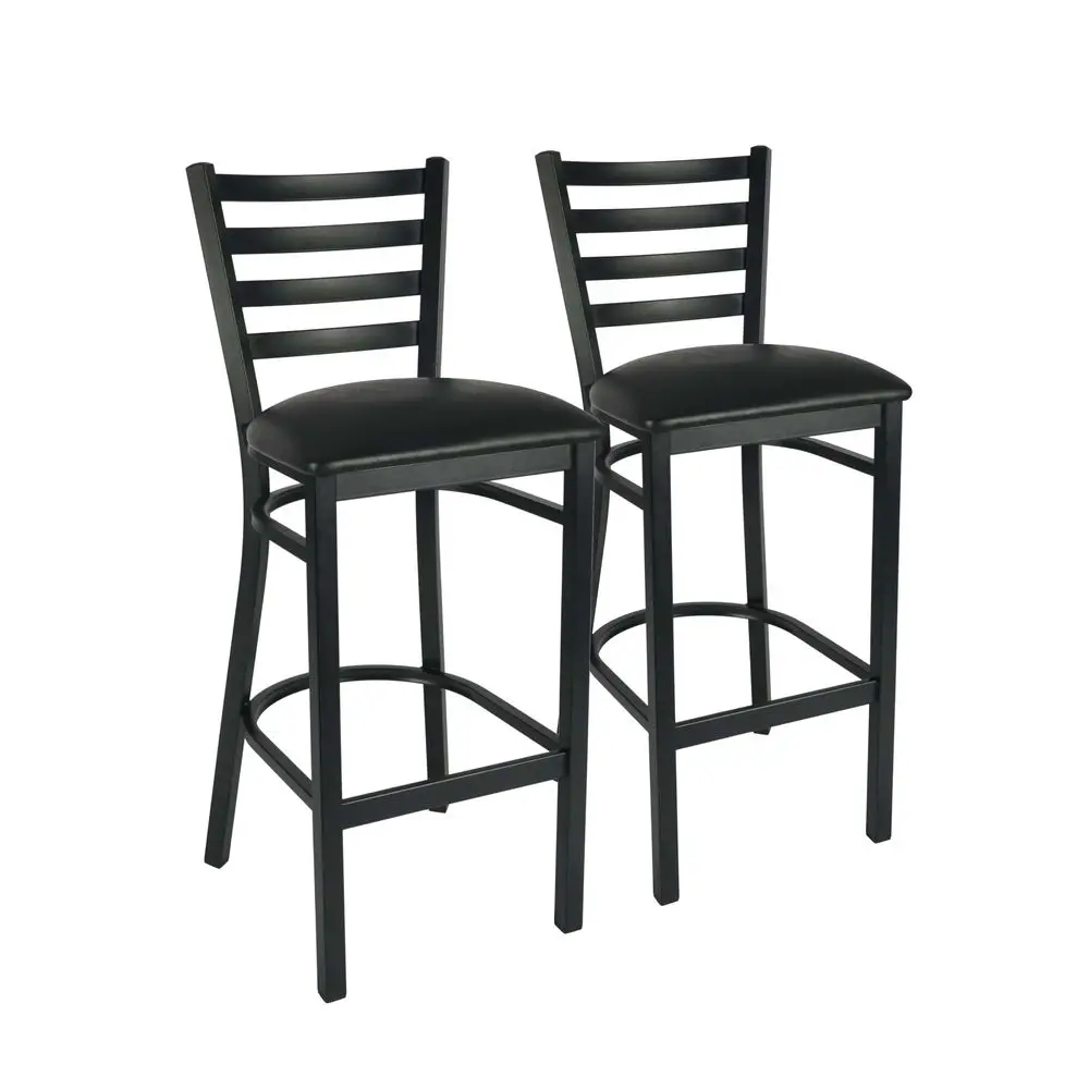 Commercial Restaurant Chair, Black Metal LadderBack Barstool, Black Vinyl Seat, Set of 2 32Q202
Commercial Restaurant Chair, Black Metal LadderBack Barstool, Black Vinyl Seat, Set of 2 32Q202