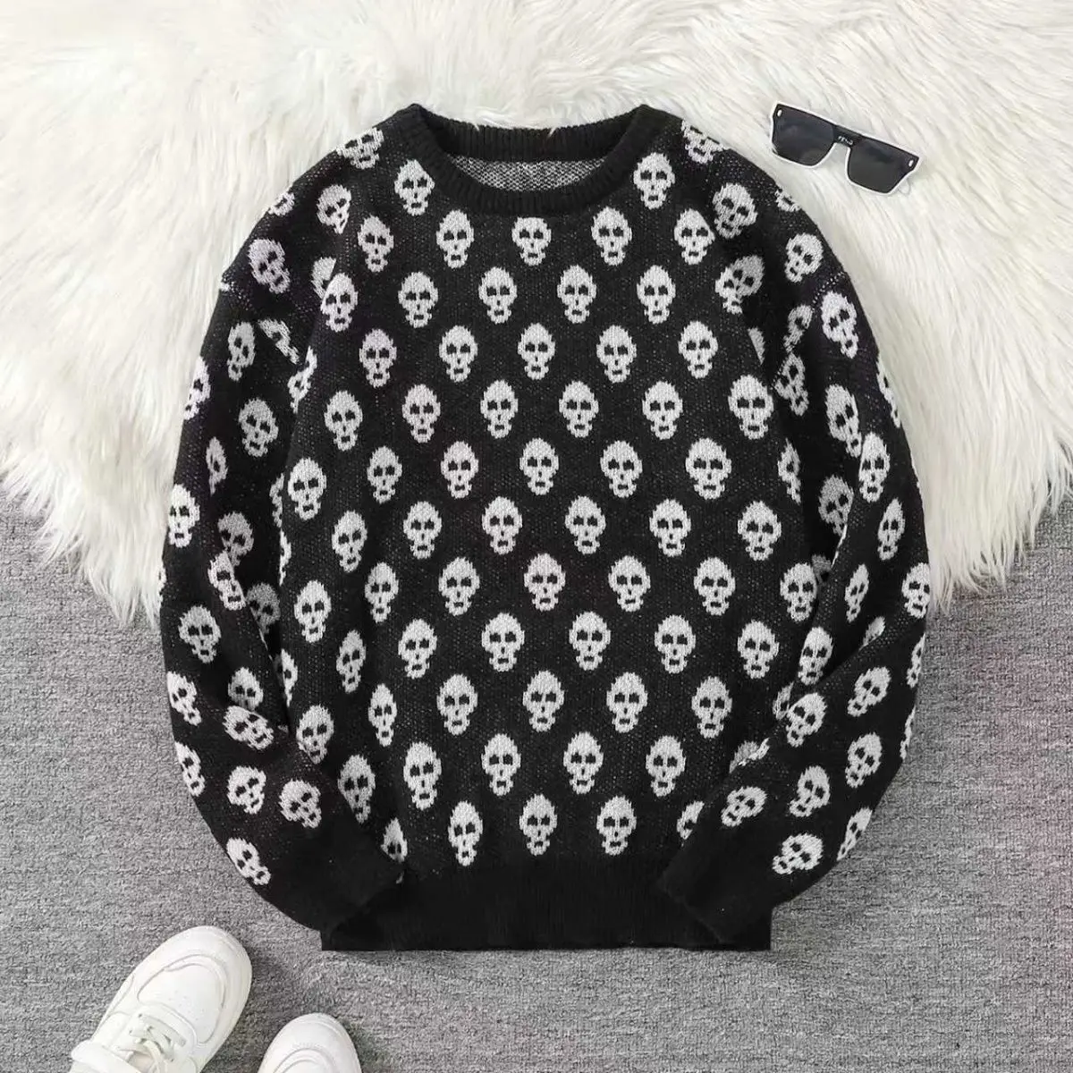 Skull Knitted Sweater Sweater Waste Soil Wind
Skull Knitted Sweater Sweater Waste Soil Wind