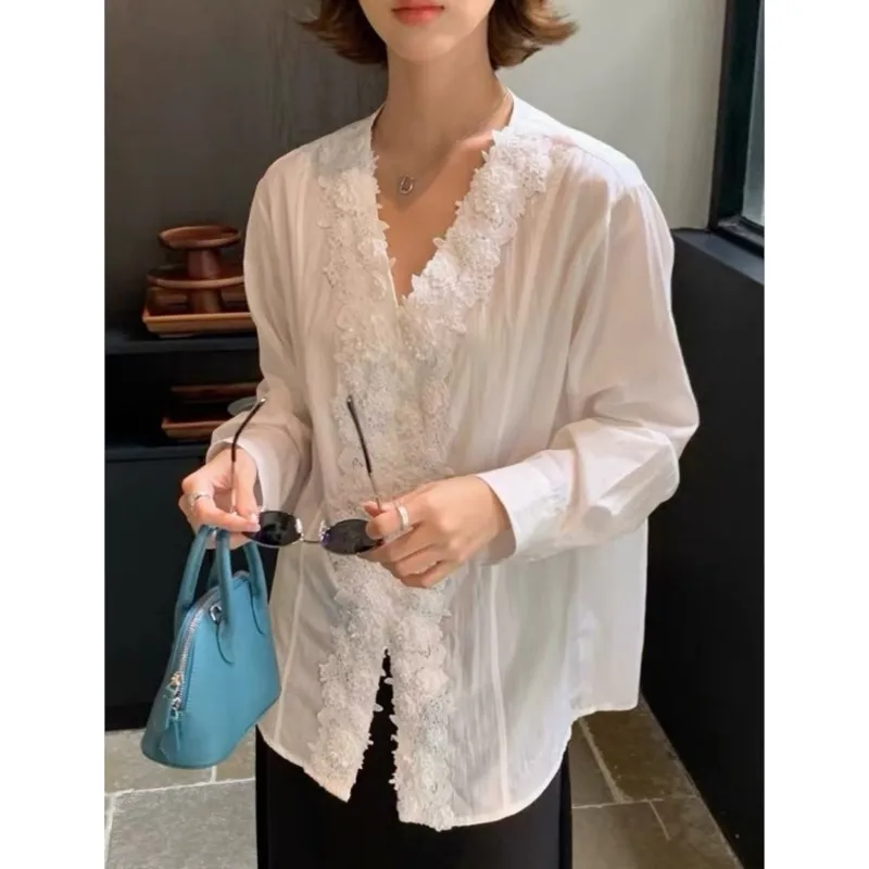Johnature French White Shirt Women Long Sleeved New Casual Thin Style Patchwork Lace Summer Women Shirts
Johnature French White Shirt Women Long Sleeved New Casual Thin Style Patchwork Lace Summer Women Shirts