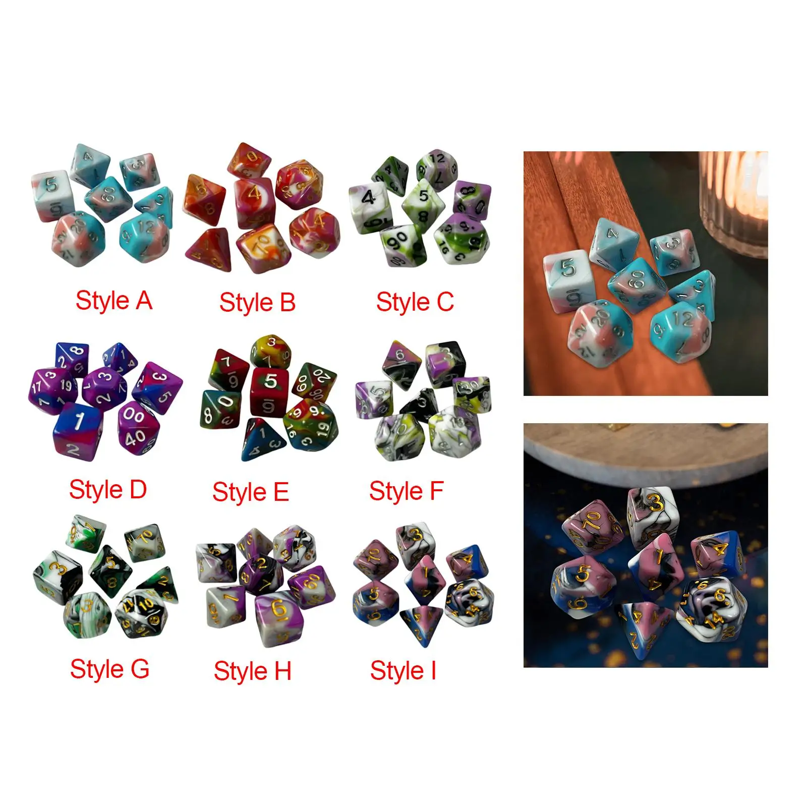 7x Dice Set Acrylic Gaming Dice RPG Dice Set Polyhedral Dices for Party Supplies
7x Dice Set Acrylic Gaming Dice RPG Dice Set Polyhedral Dices for Party Supplies